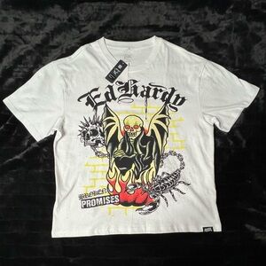 White Ed Hardy x Broken Promises Miss me later white graphic t-shirt